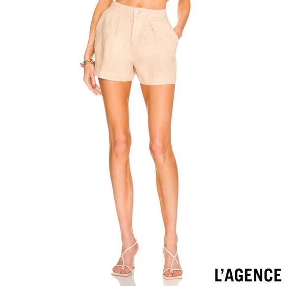L’AGENCE Zahari High Rise Pleated Short in Sand size 30 NWT - Picture 2 of 9